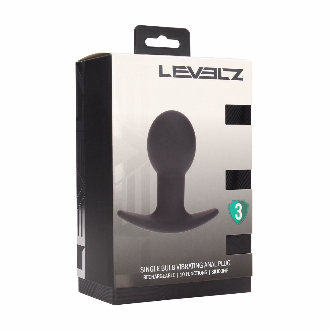 Single Bulb Vibrating Silicone Anal Plug - Black - 2