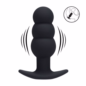 Tri Bulb Vibrating Silicone Anal Plug - Black