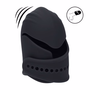 Adjustable Vibrating Silicone Penis Head Stimulator - Black