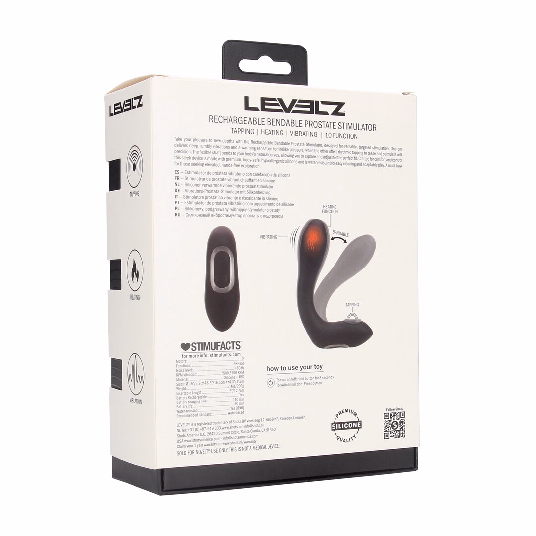 Vibrating Heating Bendable Tapping Silicone Prostate Stimulator - Black - 3