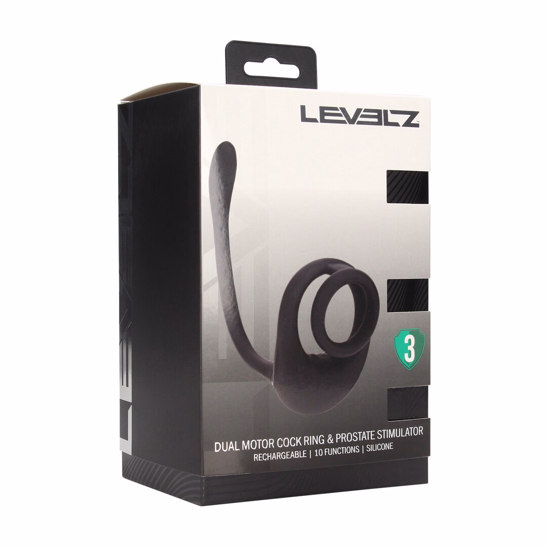 Dual Motor Silicone Cockring with Prostate Stimulator - Black - 2