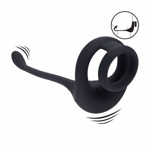 Dual Motor Silicone Cockring with Prostate Stimulator - Black