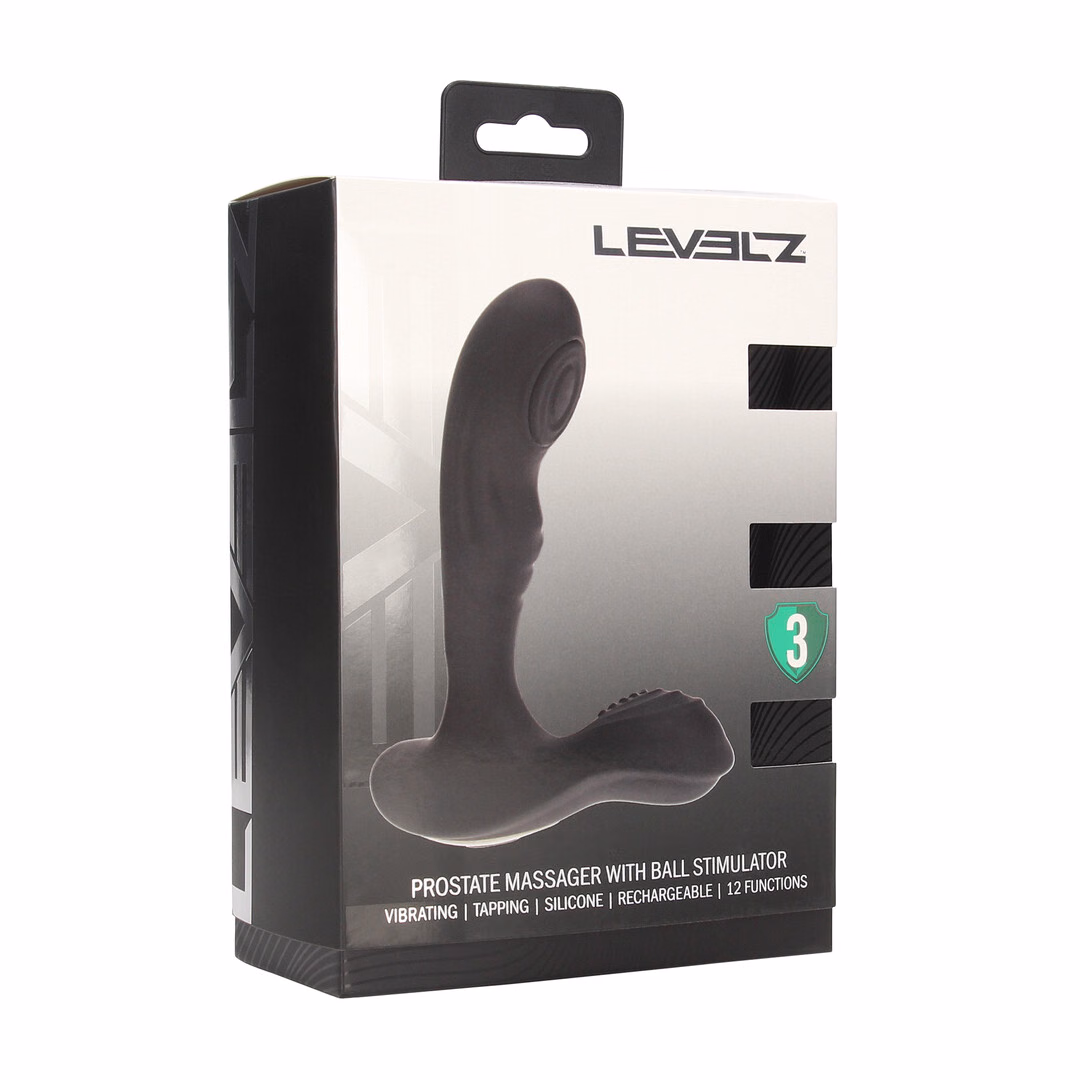 Vibrating and Tapping Silicone Prostate Massager with Ball Stimulator - Black - 2