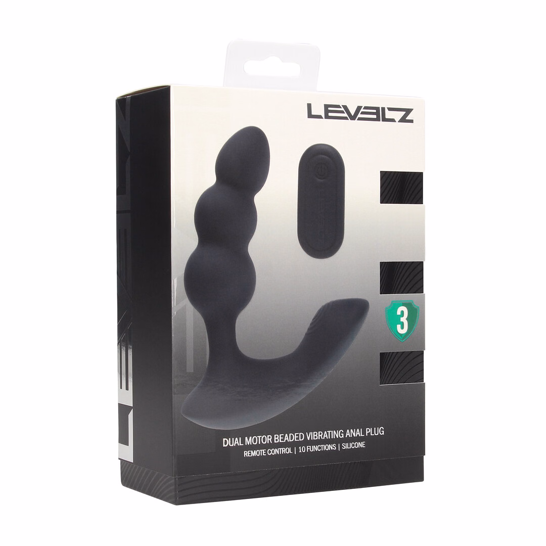 Dual Motor Remote Control Beaded Vibrating Liquid Silicone Prostate Stimulator – Black – 2 Dual Motor Remote Control Beaded Vibrating Liquid Silicone Prostate Stimulator - Black - 2