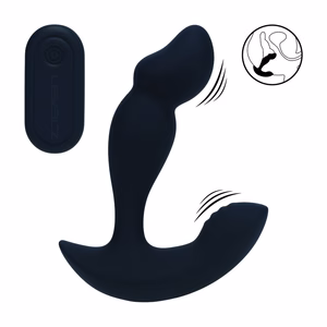 Dual Motor Remote Control Dual Motor Vibrating Liquid Silicone Prostate Stimulator - Black