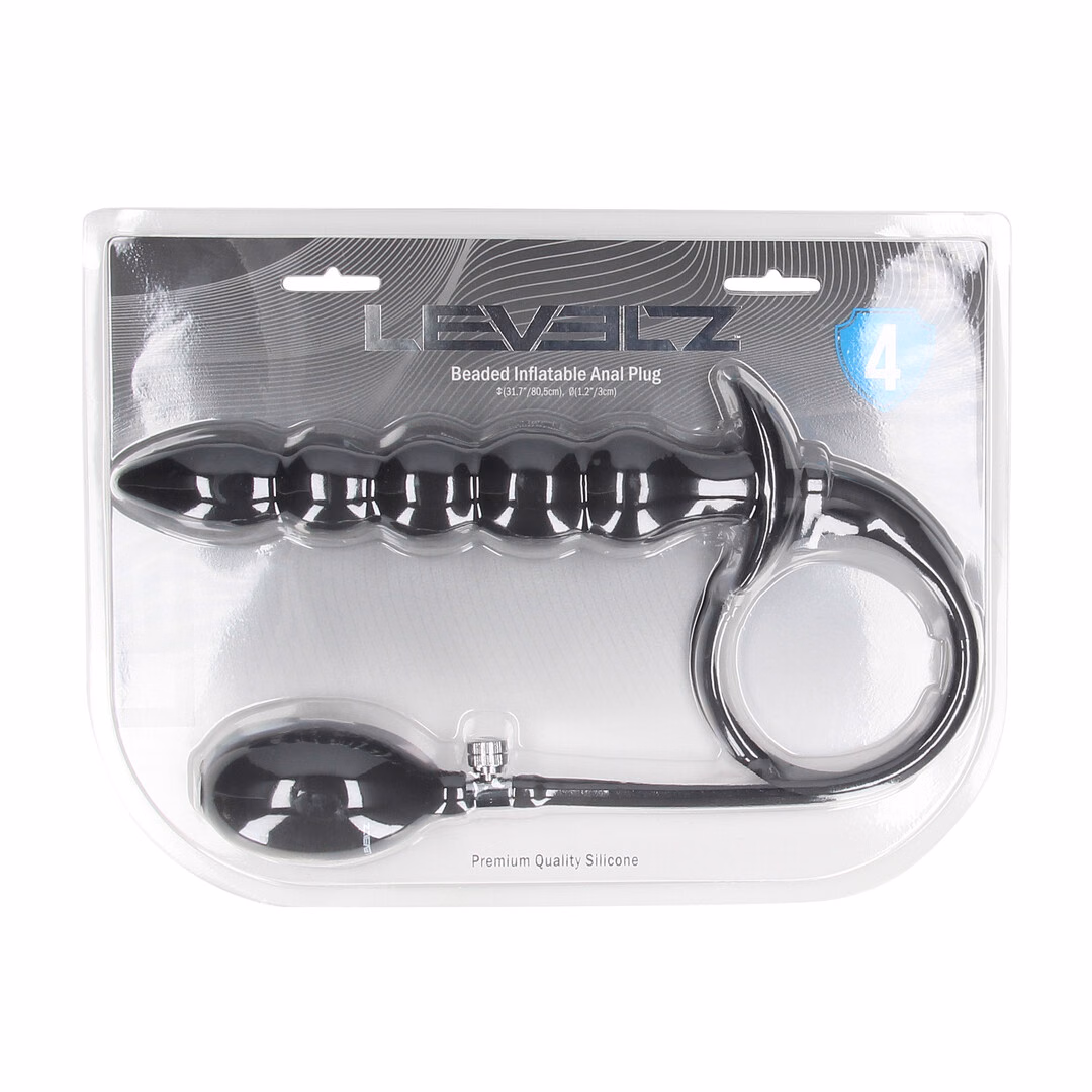 Beaded Inflatable Silicone Anal Plug – Black – 2 Beaded Inflatable Silicone Anal Plug - Black - 2