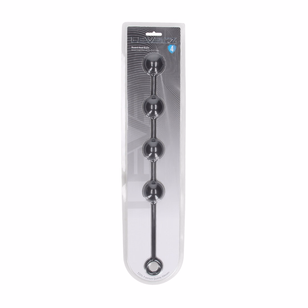 Round Silicone Anal Balls - L - 40mm - Black - 2