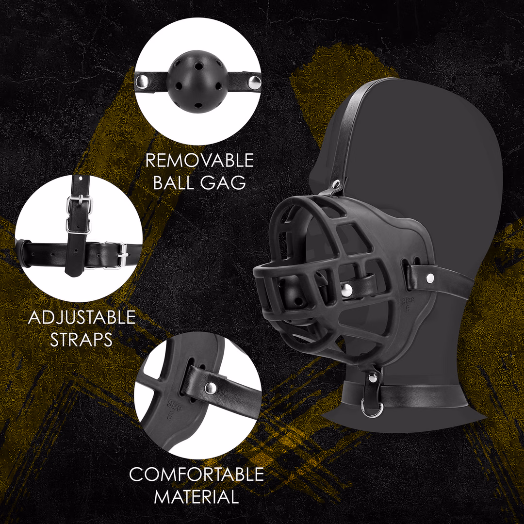 Muzzle with Removable Ball Gag - Black - 2