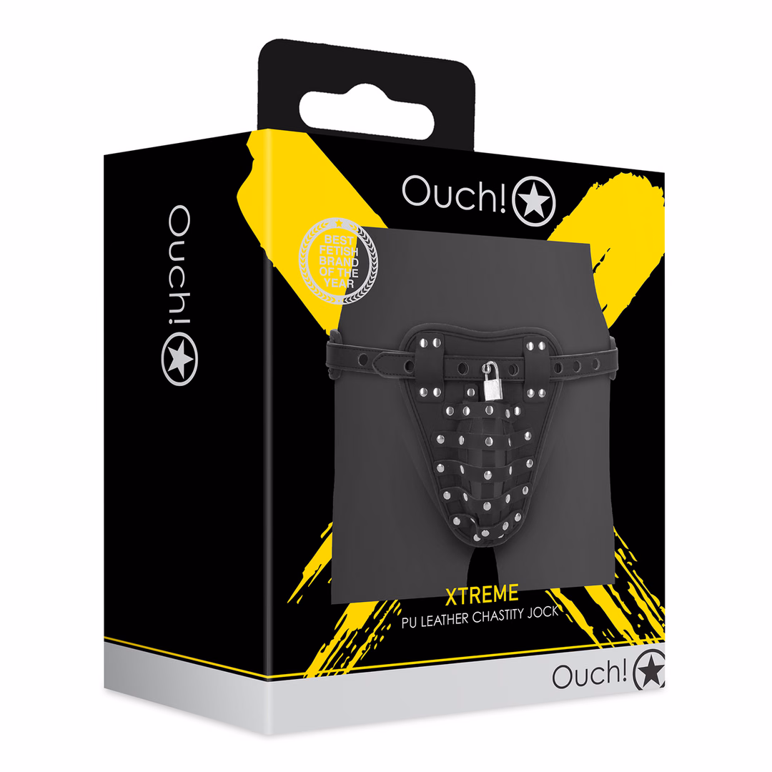 PU Leather Chastity Jock – Black – 2 PU Leather Chastity Jock - Black - 2