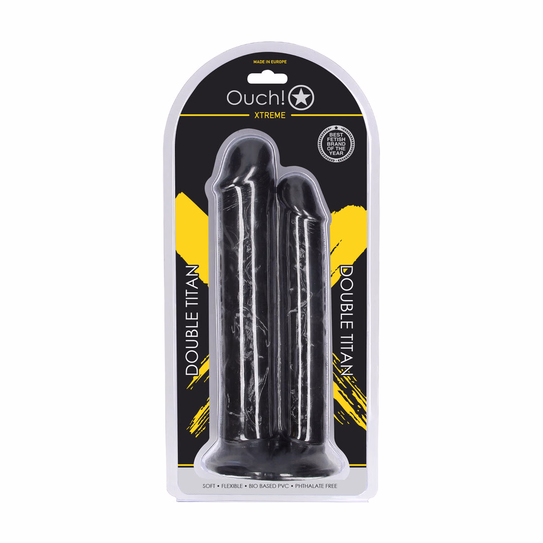 Double Titan - Realistic Double Dildo - 824 gr / 24,5 cm - Black - 2