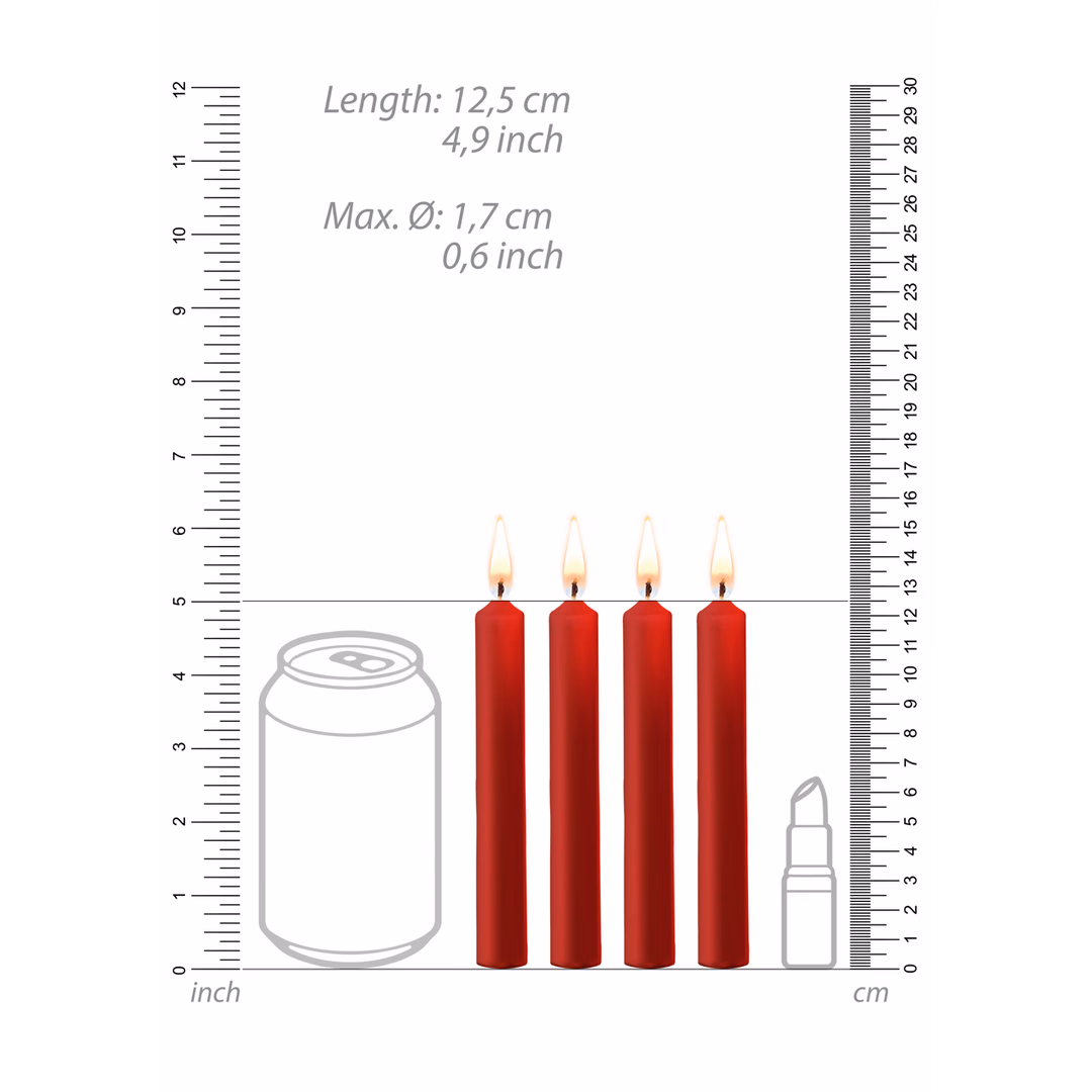 Teasing Wax Candles - 4 Pieces - Red - 5