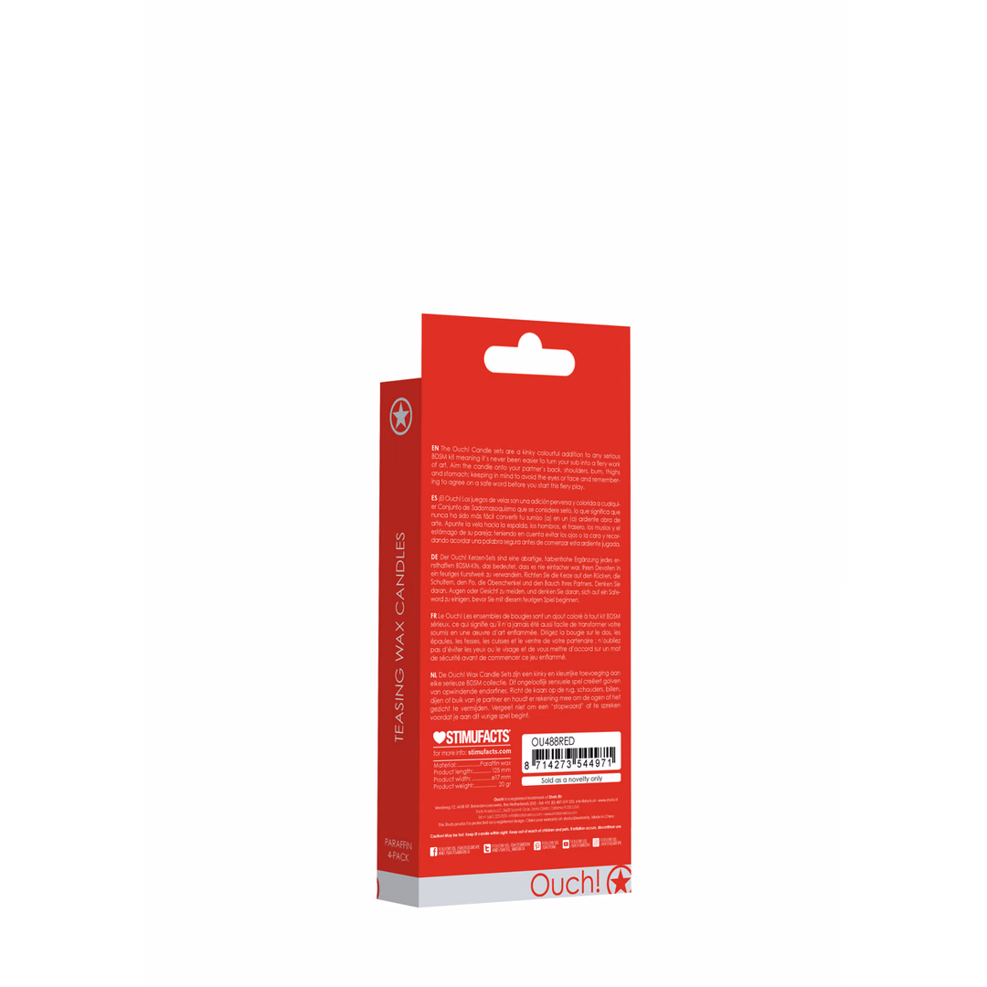 Teasing Wax Candles - 4 Pieces - Red - 3