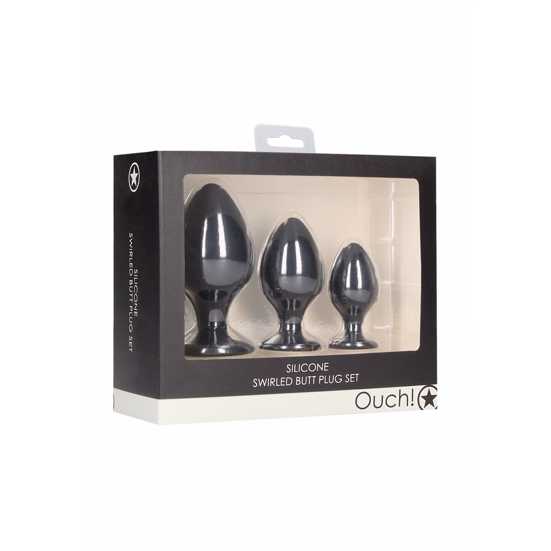 Swirled Butt Plug Set - Black - 2