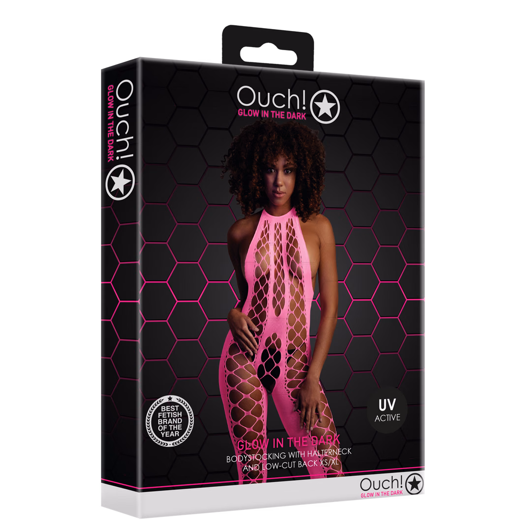 Bodystocking with Halterneck - One Size - Neon Pink - 2