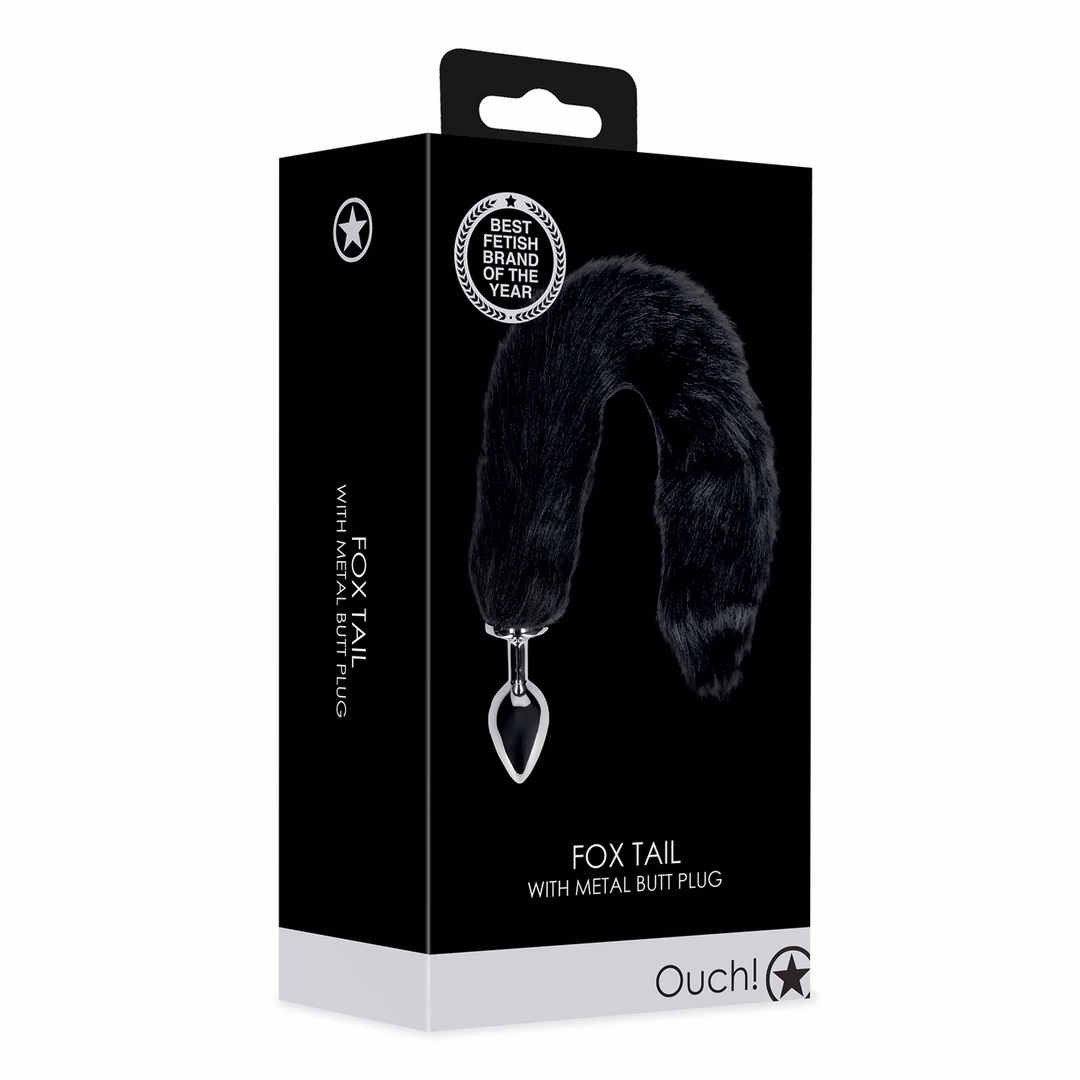 Fox Tail with Metal Butt Plug - Black - 2