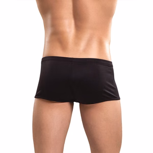 Zipper Short with Red Cockring - S/M - Black - 2