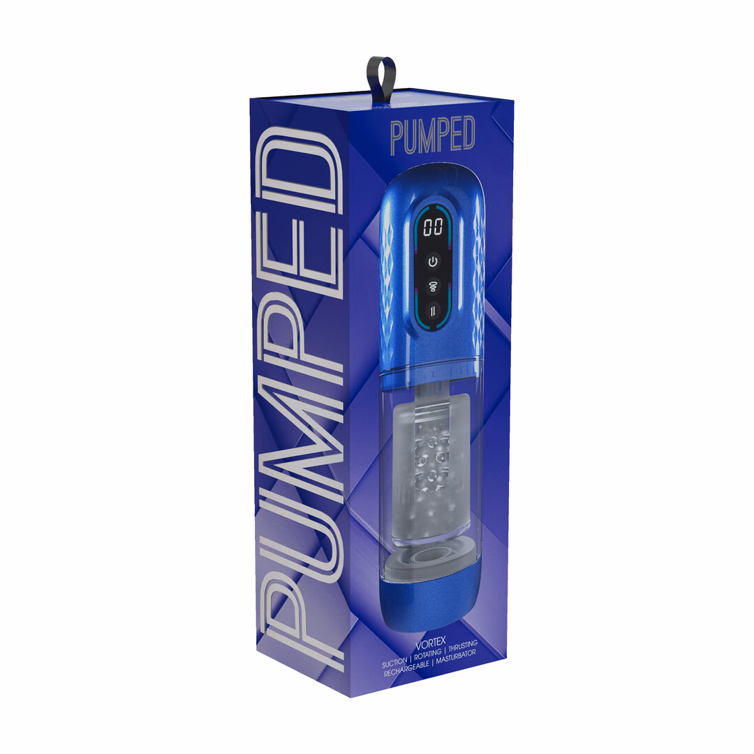 Vortex - Suction Rotation and Thrusting Masturbator Pump - Metallic Blue - 2