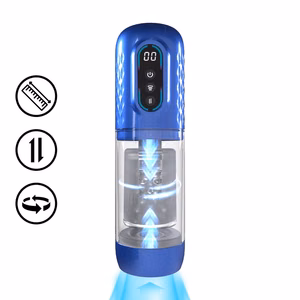 Vortex - Suction Rotation and Thrusting Masturbator Pump - Metallic Blue