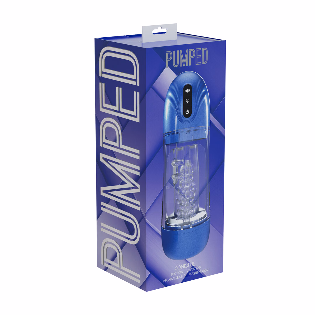 SonicPull - Suction and Vibration Masturbator Pump - Multimedia Enhanced - Metallic Blue - 2