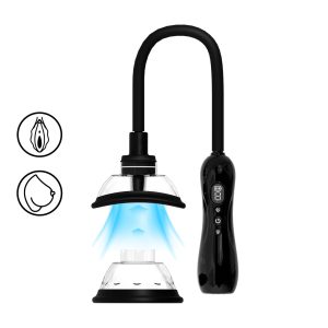 Automatic Vagina and Breast Pump with Rotating and Vibrating Tongue - Black