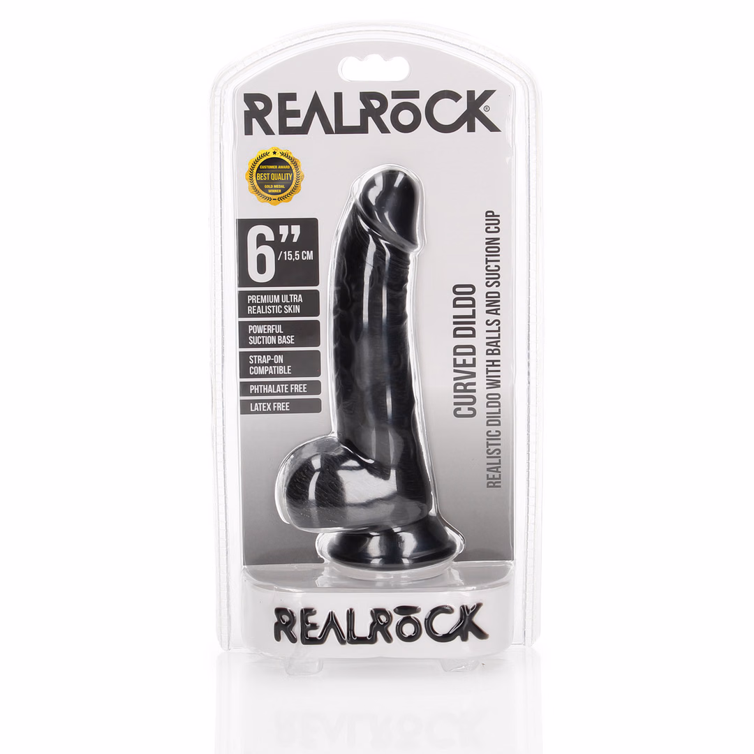 Curved Realistic Dildo with Balls and Suction Cup - 6 / 15,5 cm - 2