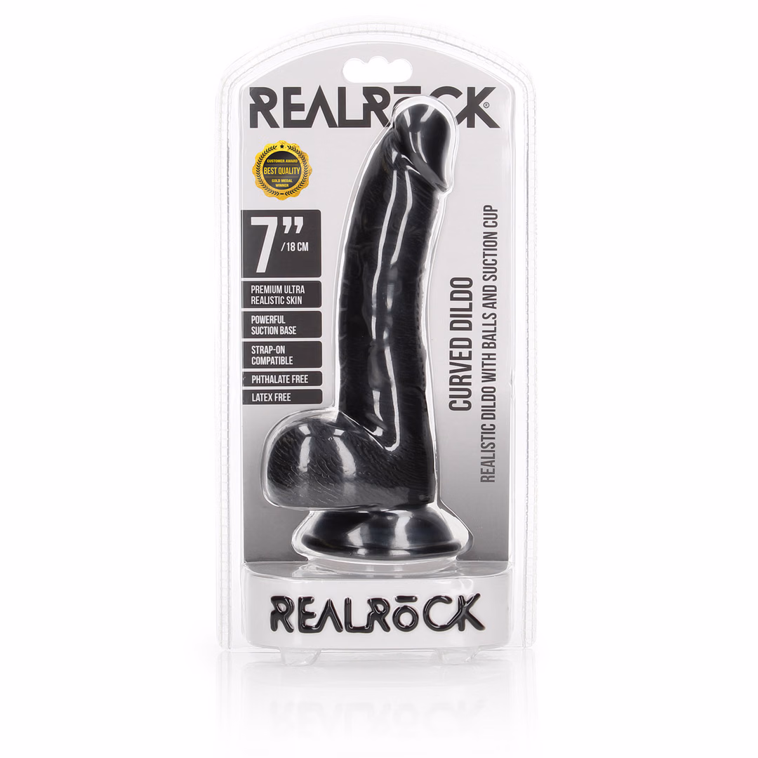 Curved Realistic Dildo with Balls and Suction Cup - 7 / 18 cm - 2