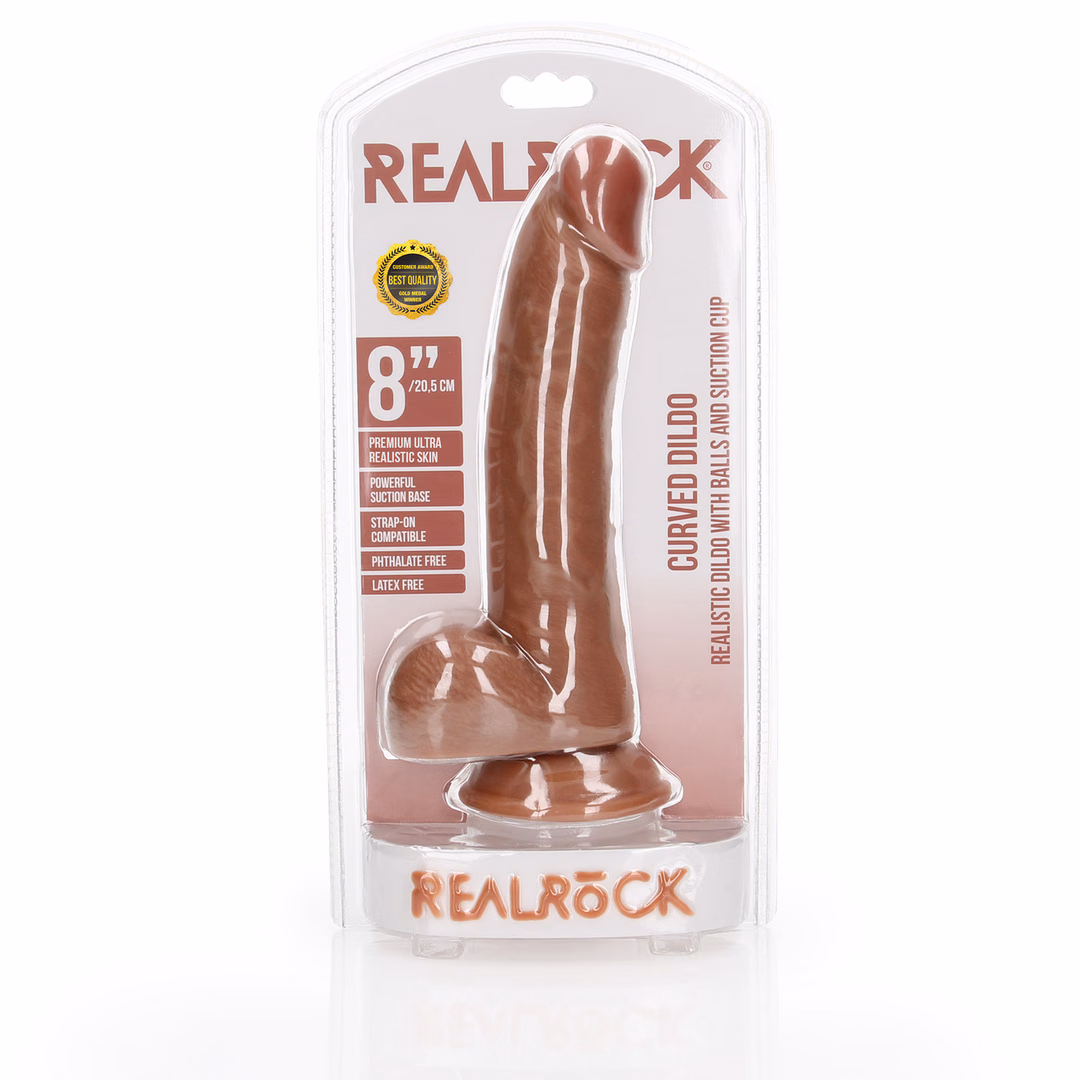 Curved Realistic Dildo with Balls and Suction Cup - 8 / 20,5 cm - 2
