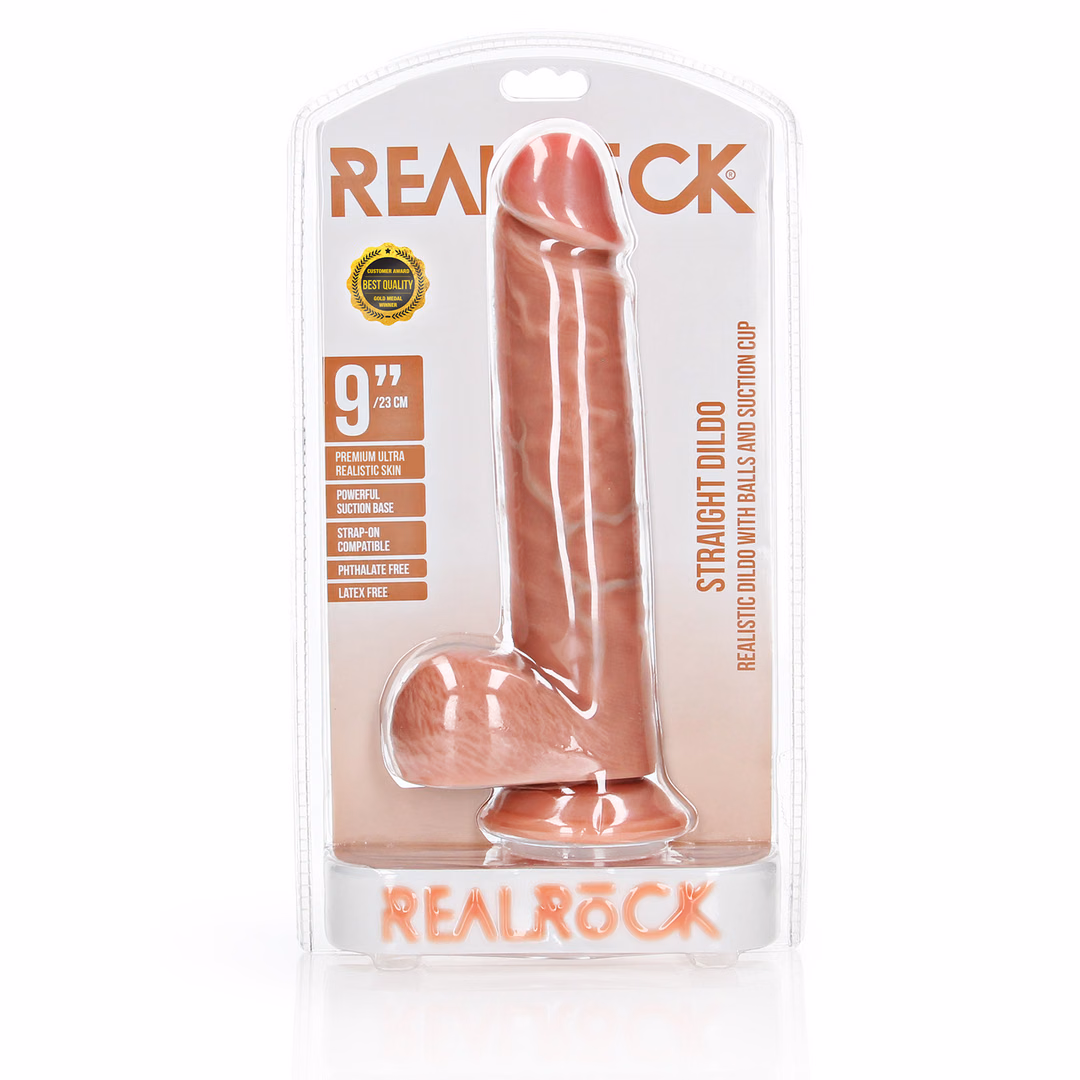 Straight Realistic Dildo with Balls and Suction Cup - 9 / 23 cm - 2