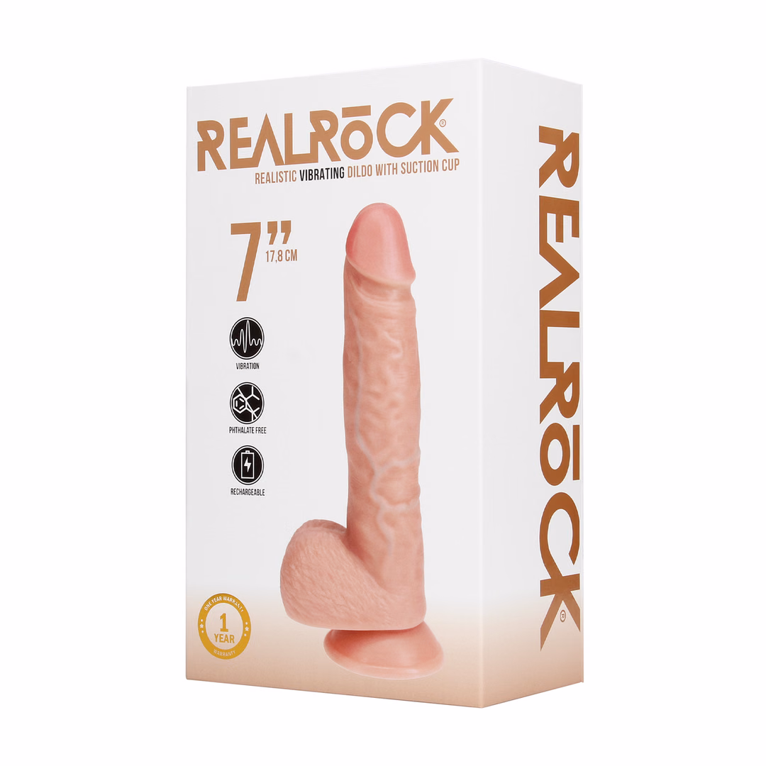 Vibrating Regular Straight Cock with Balls - 7 / 18 cm - Flesh - 2
