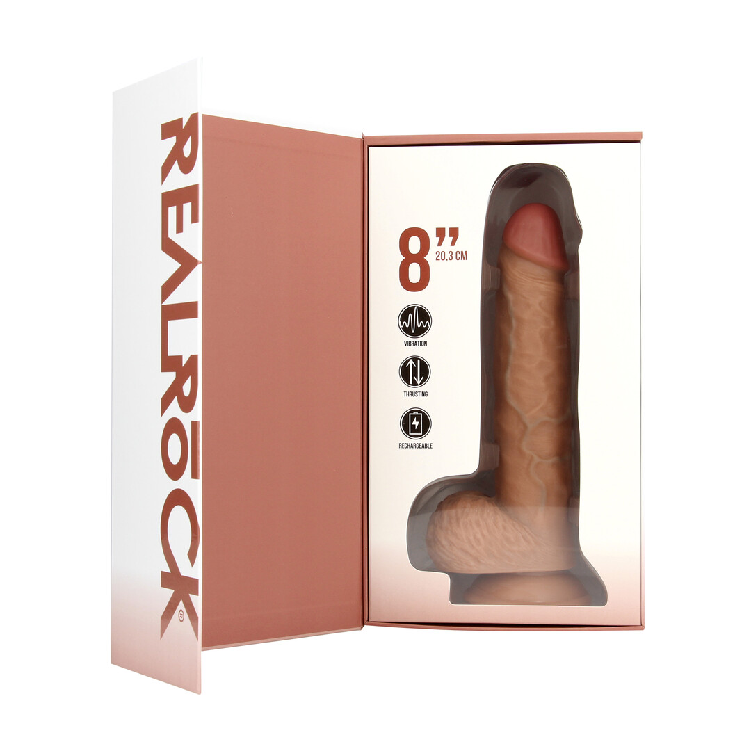 Vibrating and Thrusting Straight Cock with Balls - 8 / 20,5 cm - Tan - Image 4