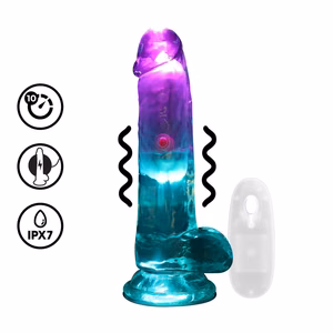 LED Vibrating Straight Cock with Balls - 6 / 15 cm - Transparent