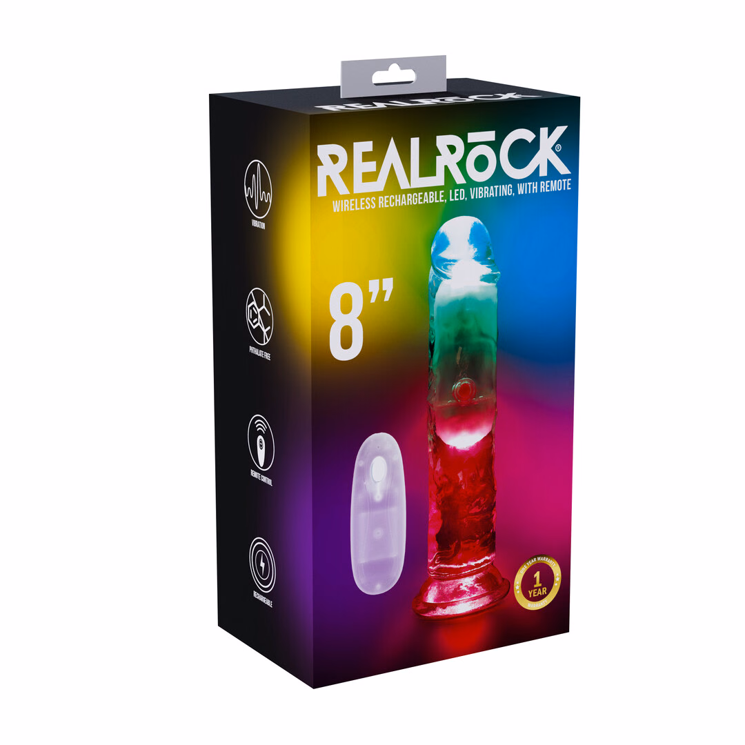 LED Vibrating Straight Cock - 8 / 20 cm - Transparent - 2