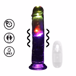 LED Vibrating Straight Cock - 8 / 20 cm - Transparent