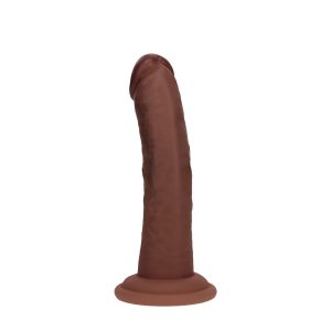 Dual Density Silicone Curved Realistic Dildo with Suction Cup - 6 / 15,5 cm - Brown
