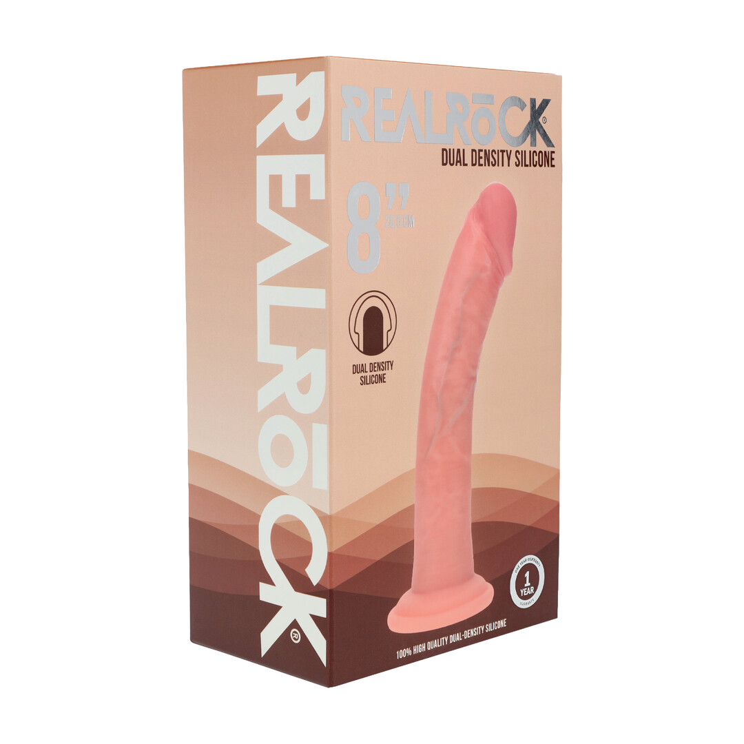 Dual Density Silicone Curved Realistic Dildo with Suction Cup - 8 / 20,5 cm - Flesh - Image 2