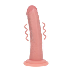 Dual Density Silicone Curved Realistic Vibrating Dildo with Suction Cup - 6 / 15,5 cm - Flesh