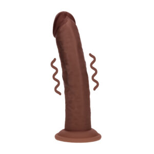 Dual Density Silicone Curved Realistic Vibrating Dildo with Suction Cup - 8 / 20,3 cm - Brown
