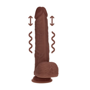 Dual Density Silicone Realistic Vibrating Thrusting Dildo with Balls - 8 / 20,3 cm - Brown