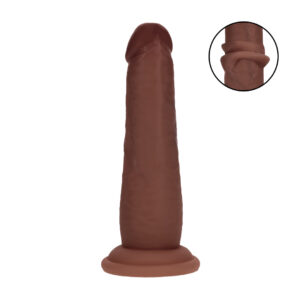 Dual Density Silicone Realistic Sliding Skin Dildo - 6 / 15,5 cm - Brown