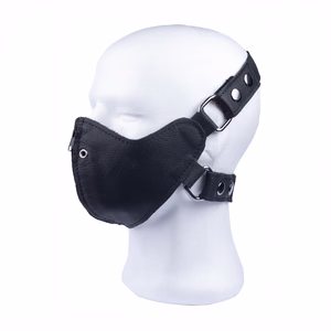 Leather Mask with Zip - Black - 2