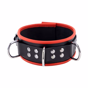 Leather Necklace 3 D Rings - Red/Black