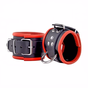 Leather Handcuffs - Red/Black