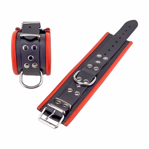 Leather Handcuffs - Red/Black - 2