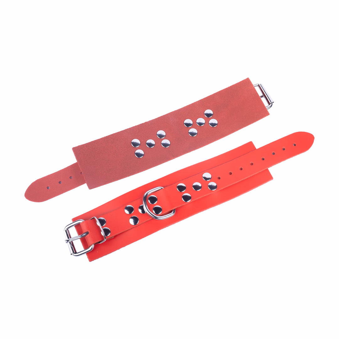 Ultra Leather Handcuffs - Red - 3