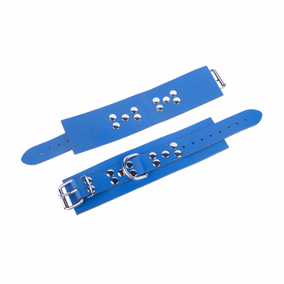 Ultra Leather Handcuffs - Blue - 3