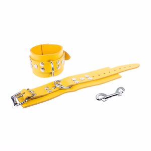 Ultra Leather Handcuffs - Yellow - 2