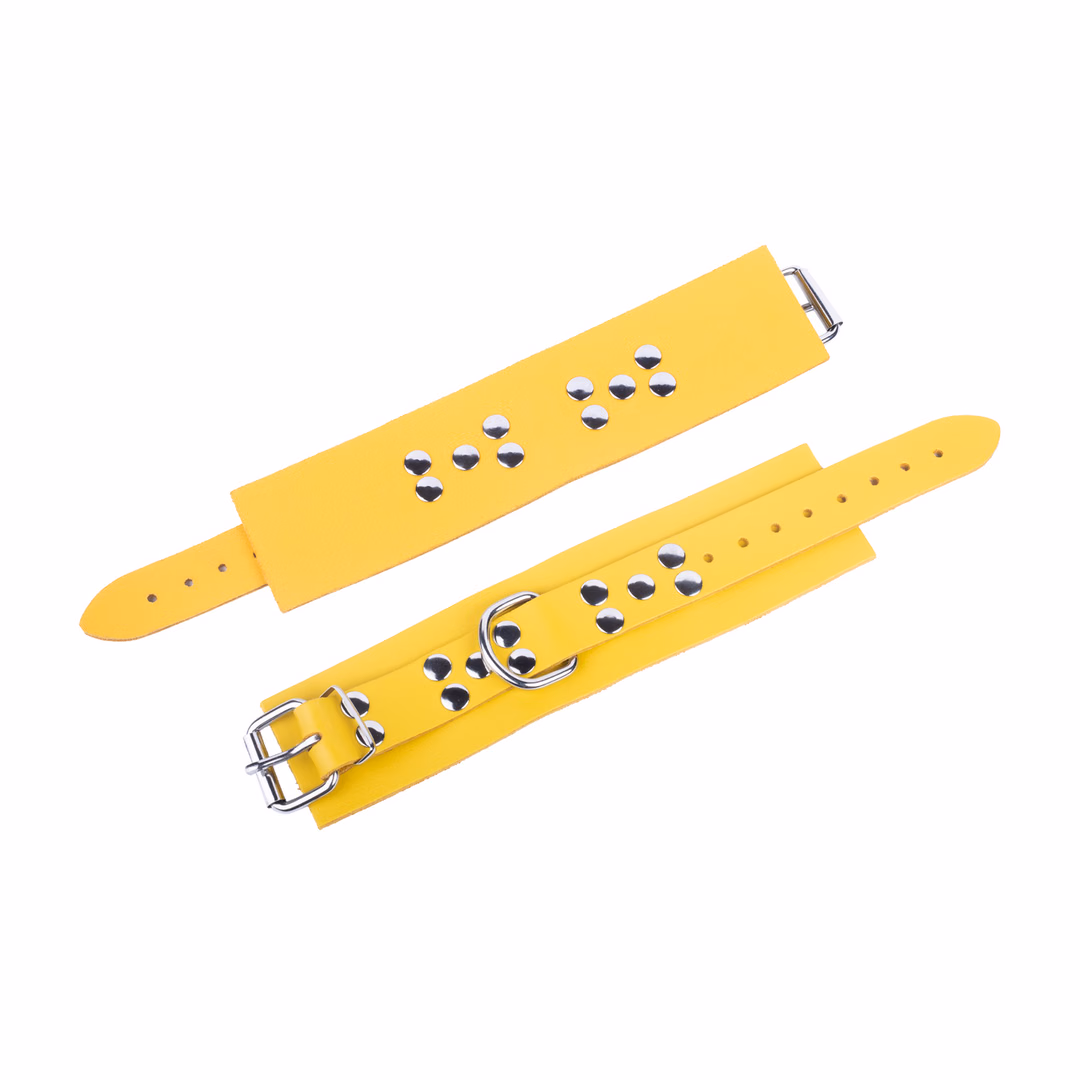 Ultra Leather Handcuffs - Yellow - 3