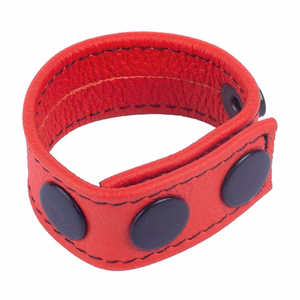 Cocky - Adjustable Leather Cockring - Red - 2