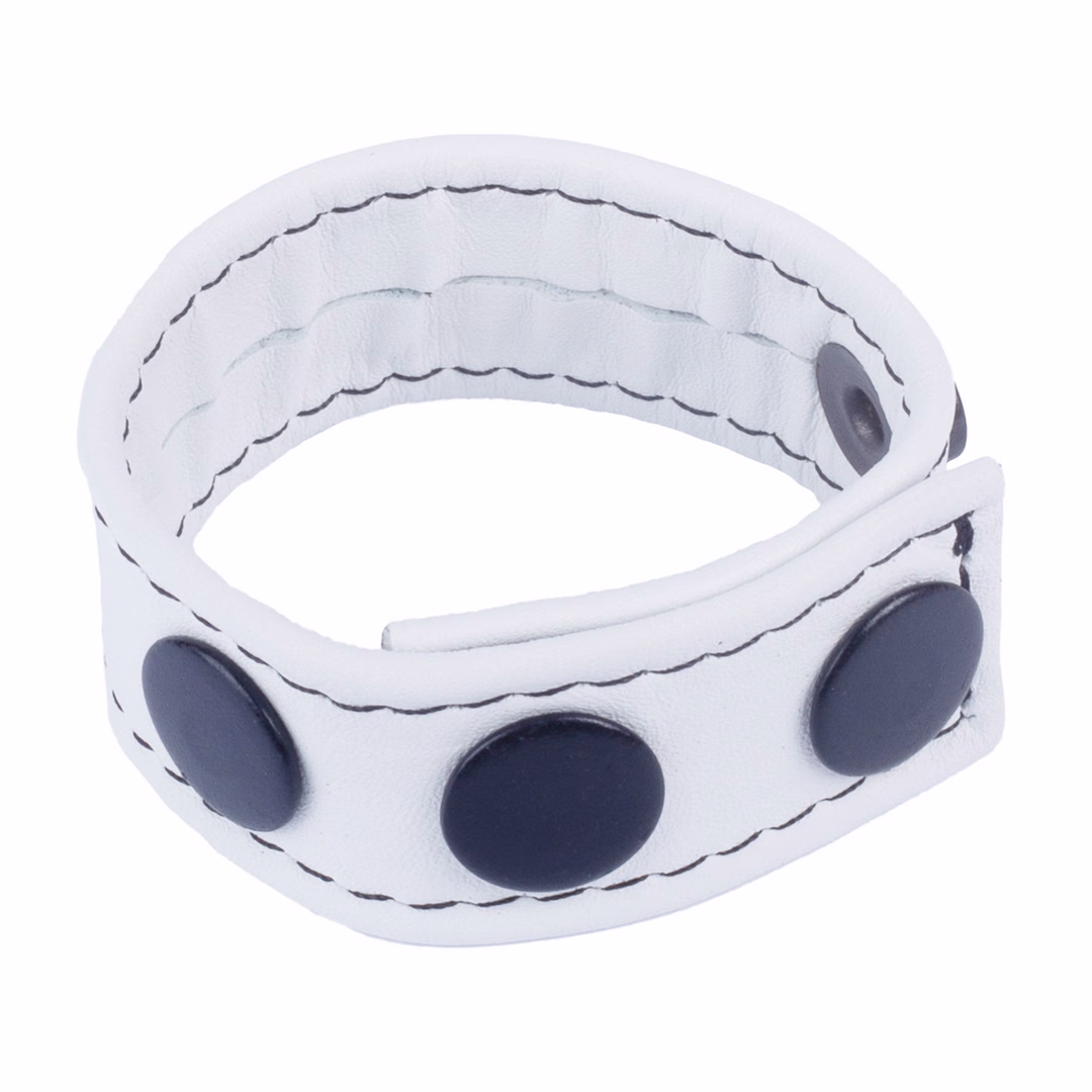 Cocky - Adjustable Leather Cockring - White - 2