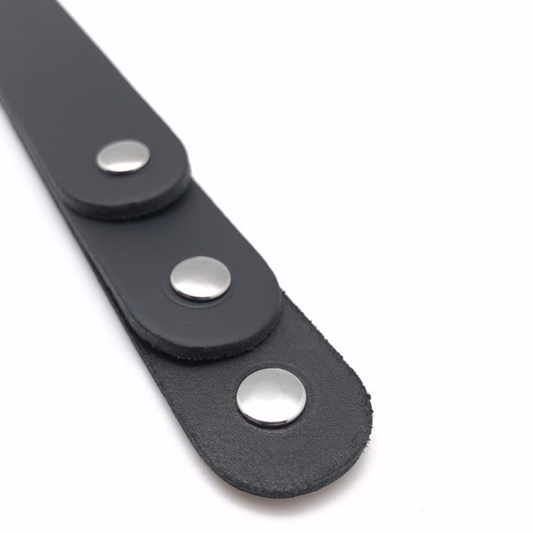 Leather Paddle with 3 Straps - 39,5 cm - Black - 4